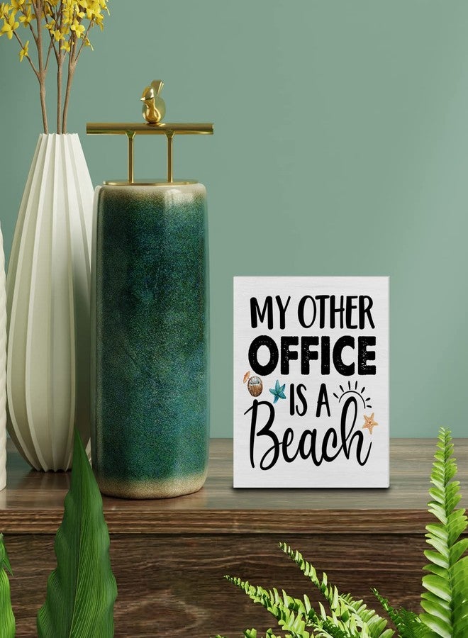 YIDOU My Other Office is a Beach Wood Box Sign Decor Desk Sign Beach Wooden Box Block Sign Summer Signs Farmhouse Home Shelf Wall Decoration - Image 3